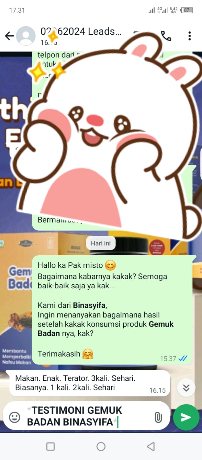 GEMUK BADAN - Penggemuk Badan Alami