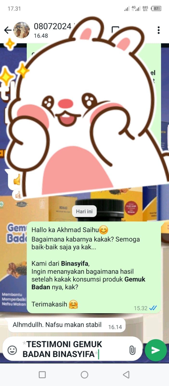 GEMUK BADAN - Penggemuk Badan Alami