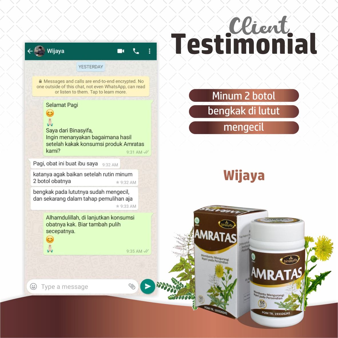 Testimony Amratas 1 - Wijaya AMRATAS - Herbal Asam Urat & Nyeri Sendi